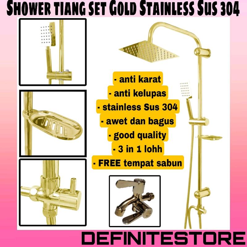 Shower Set Komplit Shower Mandi Shower Column Dingin Gold Emas