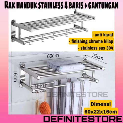 Gantungan Handuk Stainless Rak Handuk Kamar Mandi Gantungan Handuk Dinding Rak Handuk Stainless Sus 304 6 Baris dengan Gantungan Baju Anti Karat