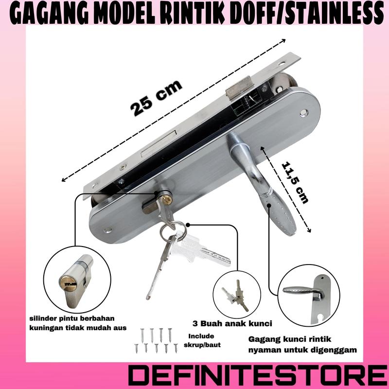 Kunci Pintu Besar Komplit Set Stainless Sus Bentuk Bulat Oval