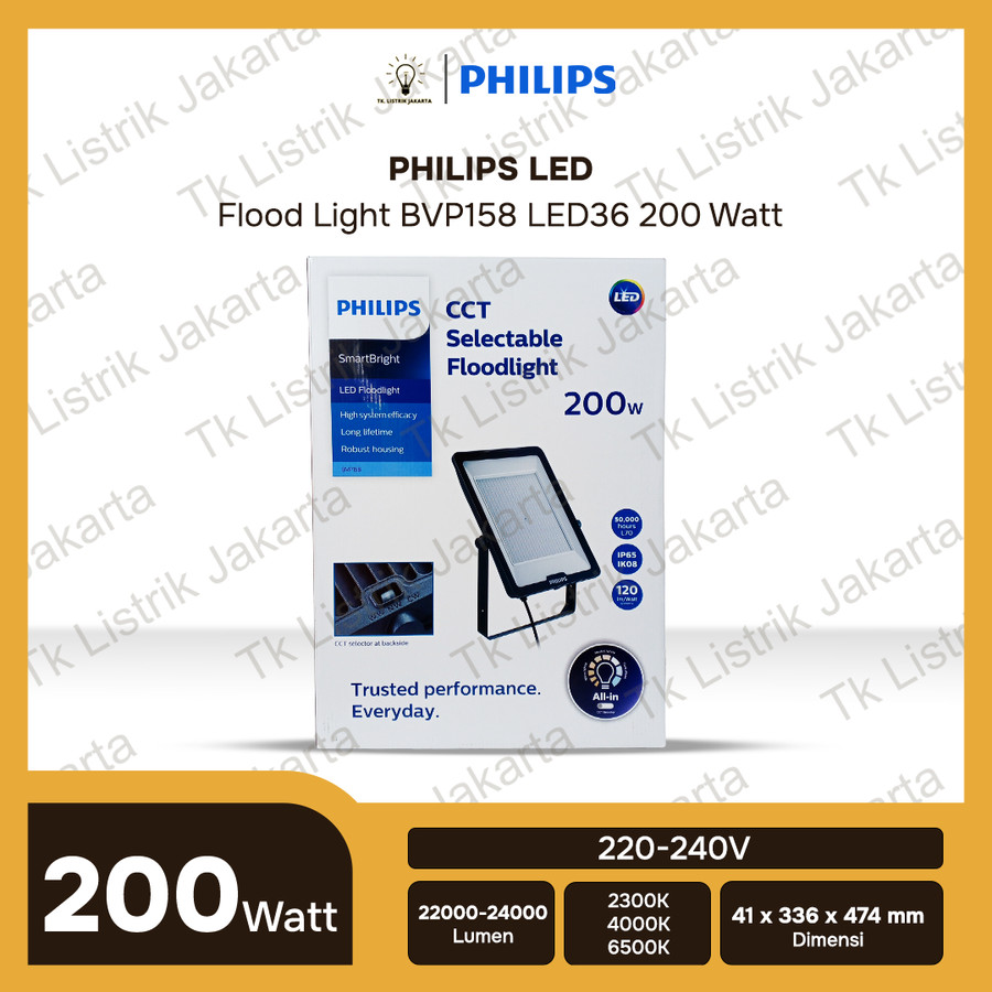 Lampu Sorot LED Philips BVP158 LED240 200W FloodLight Outdoor Swicth 3 Warna Cahaya
