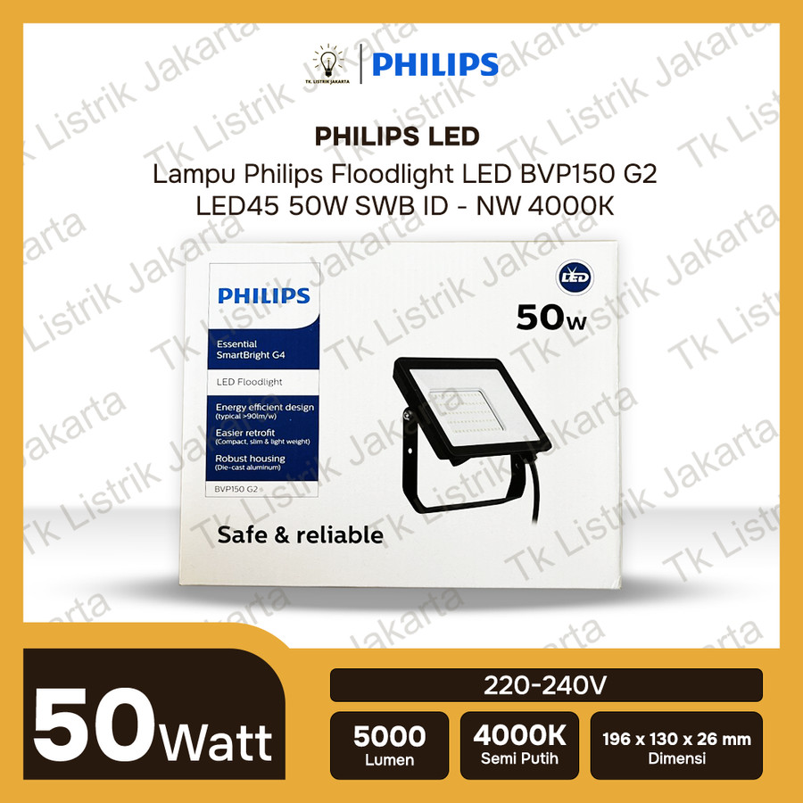 Lampu Led Flood Light BVP150 LED45 G2 50W 220-240V SWB ID GM - NW 4000K