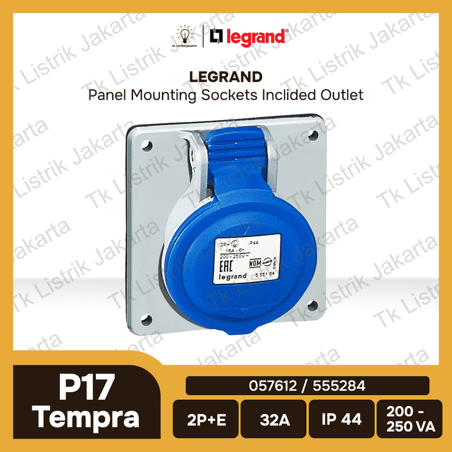Legrand P17 Tempra IP44 Panel Mounting Sockets Inclided Outlet 2P+E 32A 057612 / 555284