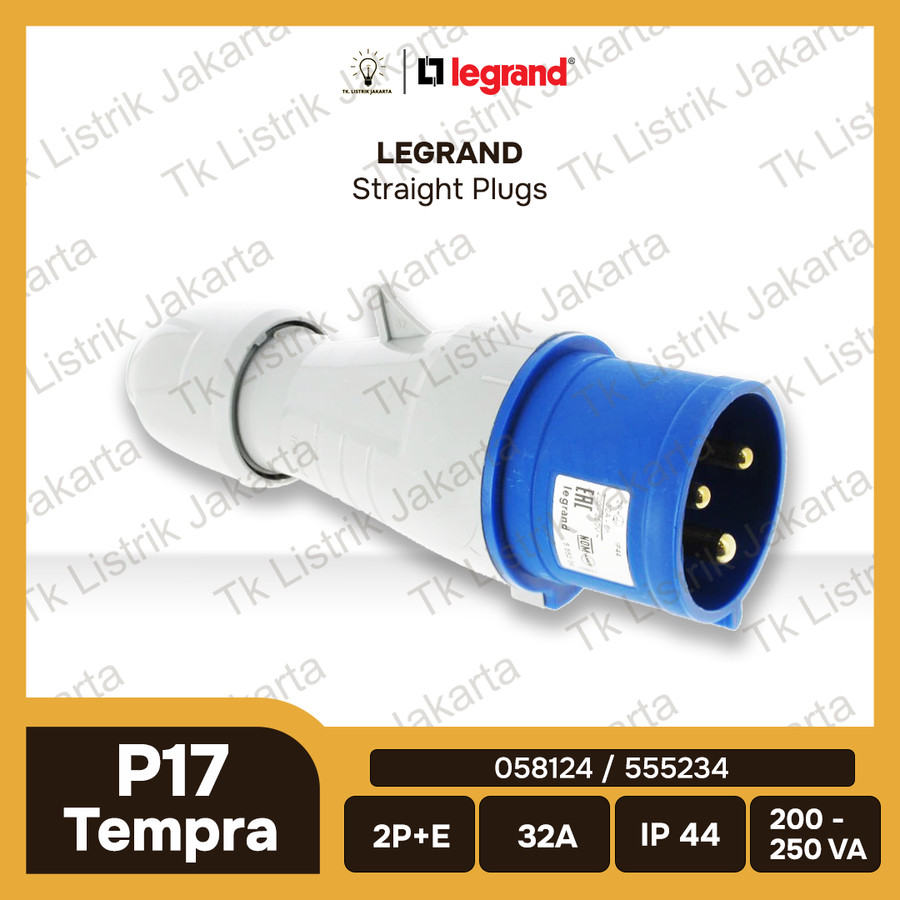 Straight Plug Industri Legrand P17 Tempra IP44 2P+E 32A 058124 / 555234
