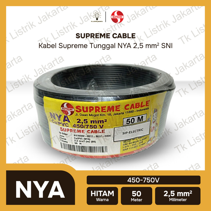 KABEL NYA 2.5 Tunggal SUPREME SNI @50 Meter Roll