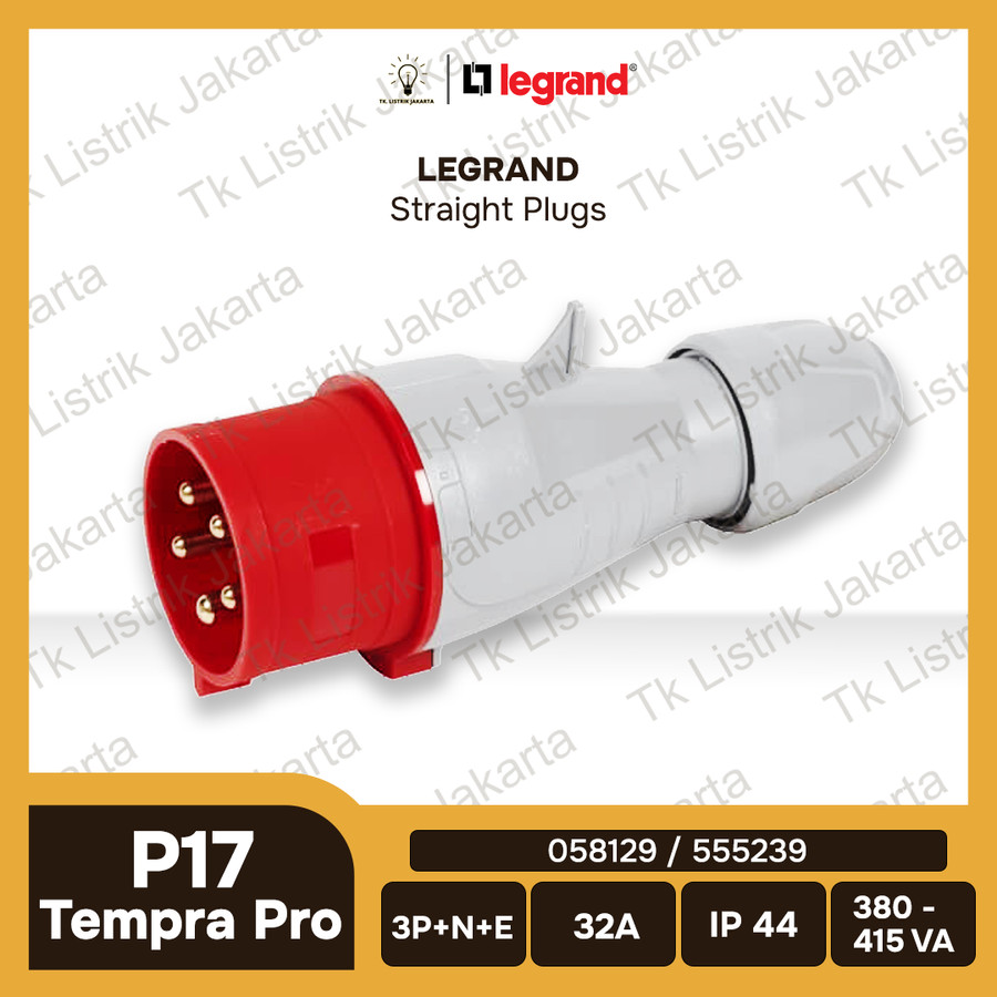 Legrand P17 Tempra Pro IP44 Straight Plugs 32A 555238 & 555239