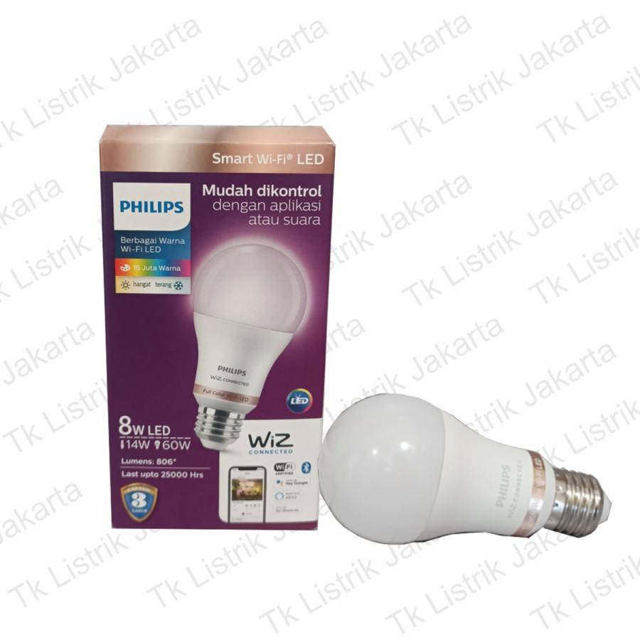 Lampu Philips WiZ Smart Wifi LED RGB 8W E27