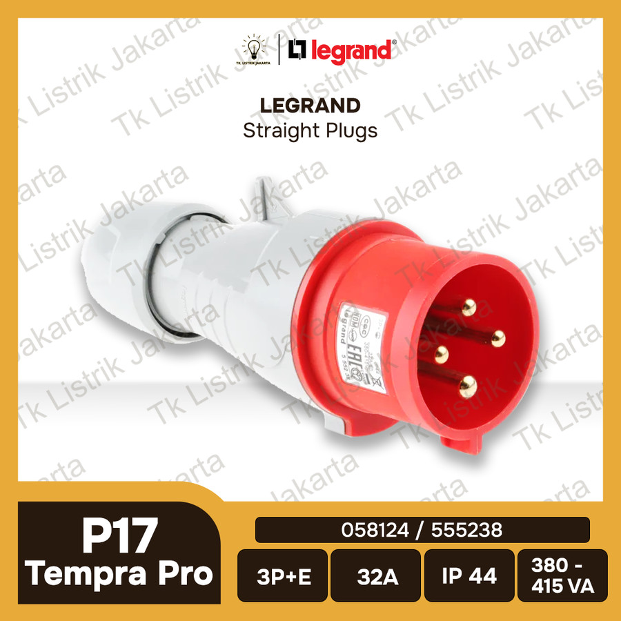 Legrand P17 Tempra Pro IP44 Straight Plugs 32A 555238 & 555239