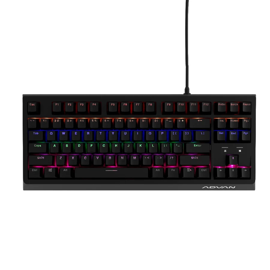 ADVAN Mechanical Keyboard MK01 Gaming Keyboard 80% Layout TKL 87 KeysRainbow Backlit - Garansi 1 Tahun