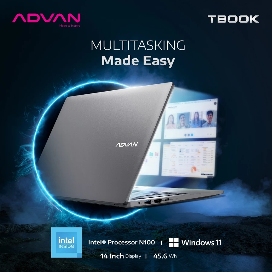 [TURUN HARGA] Laptop ADVAN TBook Celeron N100 Intel N100 4Gb/128GB (Upgradabe) 14" HD Free Windows 11