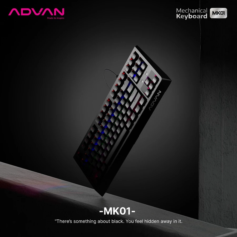 ADVAN Mechanical Keyboard MK01 Gaming Keyboard 80% Layout TKL 87 KeysRainbow Backlit - Garansi 1 Tahun