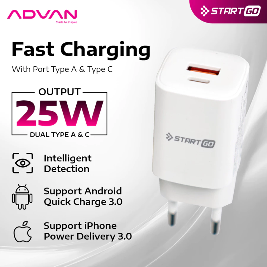 STARTGO Adaptor Kepala Charger Fast Charging 25w Quick Charge 3.0