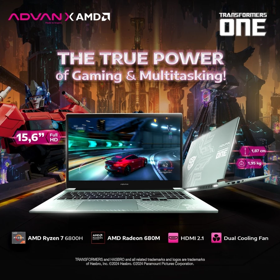 [EXCLUSIVE LAUNCH] ADVAN Laptop Gaming Pixwar x Transformers AMD Ryzen 7 6800H 16GB/512GB Windows 11