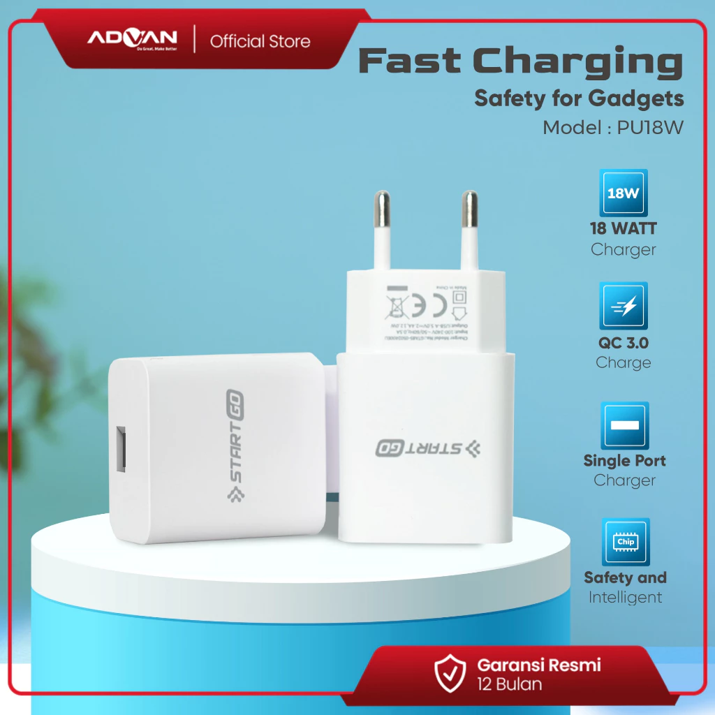 StartGo Power Up Charger Smart 18watt Quick Plug Wall Charger USB