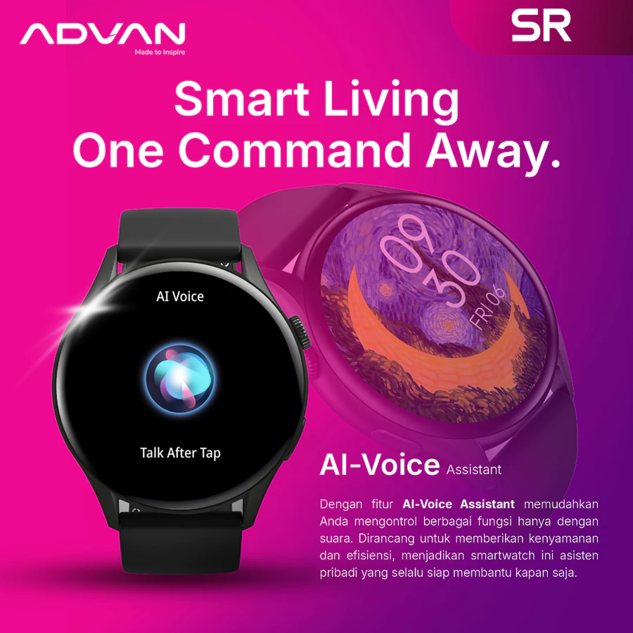 ADVAN Smartwatch SR Ai Voice Assistant Amoled Display 1.43" Bluetooth Call Waterproof IP68