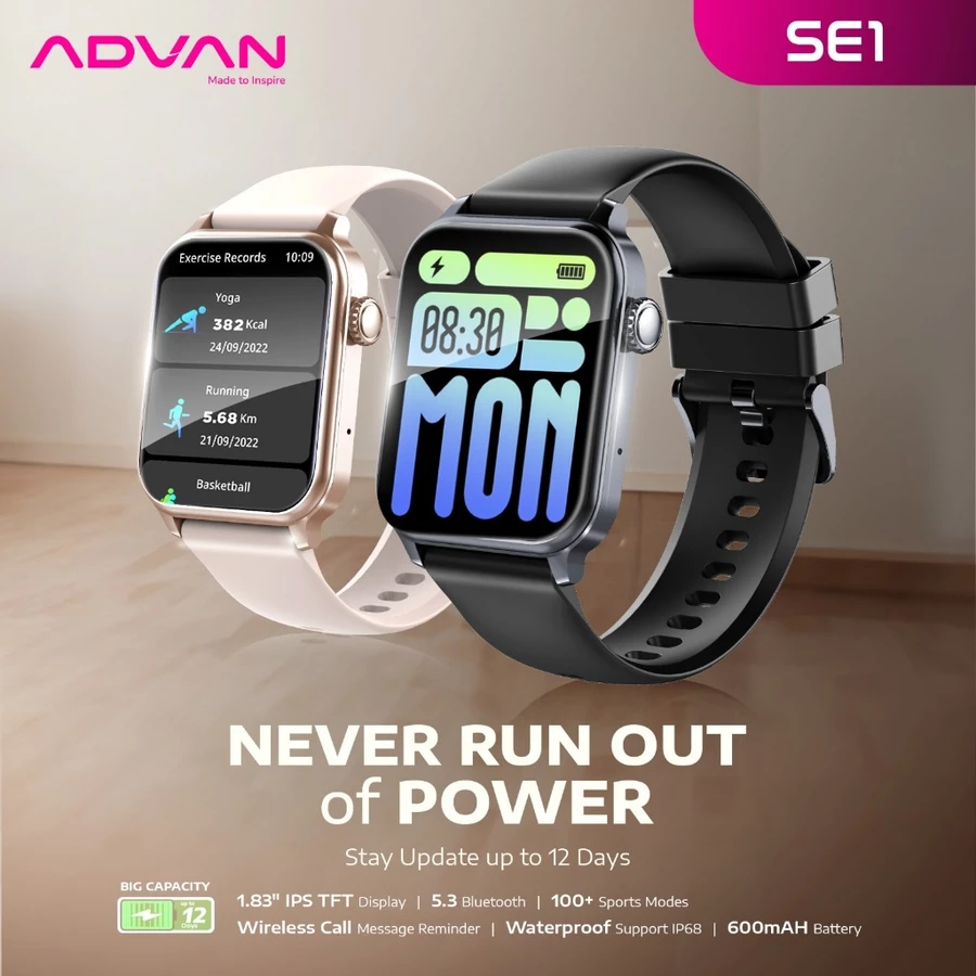 ADVAN Smartwatch SE1 Ai Voice Assistant 100+ Sport Mode IPS 1.83" Bluetooth Call Waterproof IP68 Jam Tangan Pintar