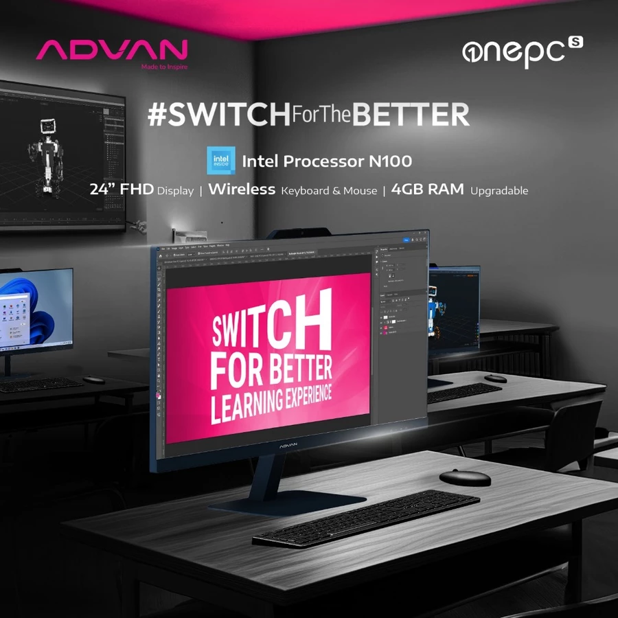 [EXCLUSIVE LAUNCH] ADVAN All In One PC S 23.8” 1920*1080 IPS AIO Intel Inside 4GB/128GB Upgradable Windows 11