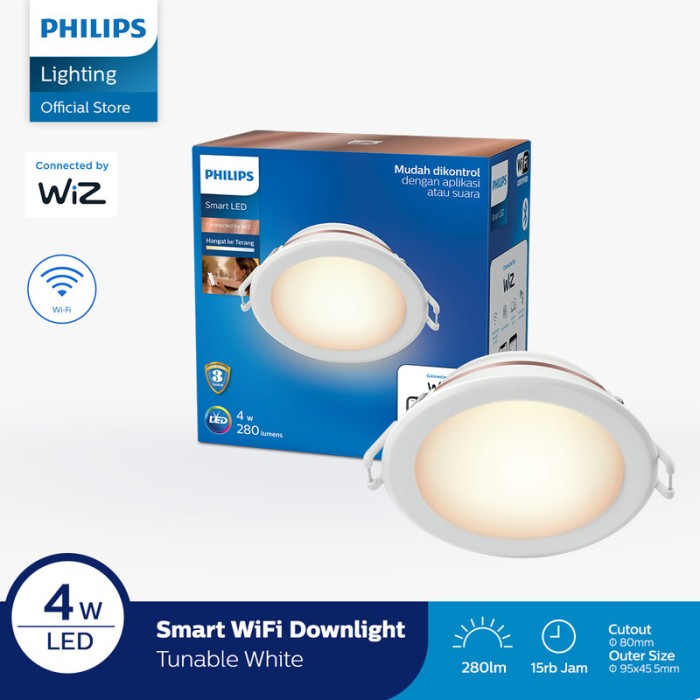 [PROMO] Philips Lampu Smart WiFi LED Downlight 4W D80 Tunable White