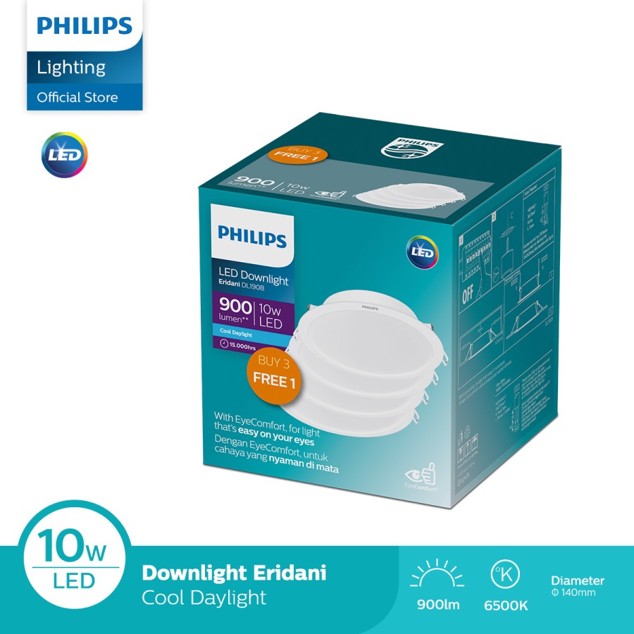 [PROMO] Lampu Philips Downlight Multipack Eridani LED8 D125 10W 65K Putih
