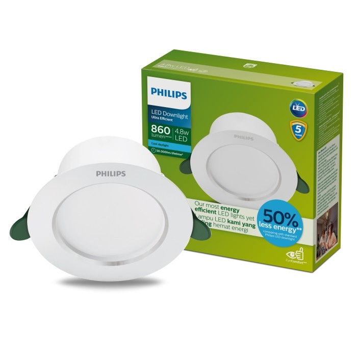 Beli 2 Philips Downlight Ultra Efficient 4.8W 65K Putih Free Hadiah
