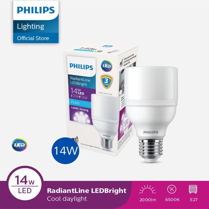 Beli 3 Gratis 1 Philips LED Bright RadiantLine 14W Putih