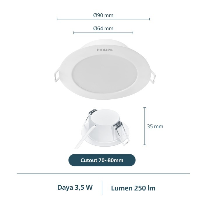 [PROMO] Lampu Philips Downlight Multipack Eridani LED3 D80 3.5W 30K Kuning