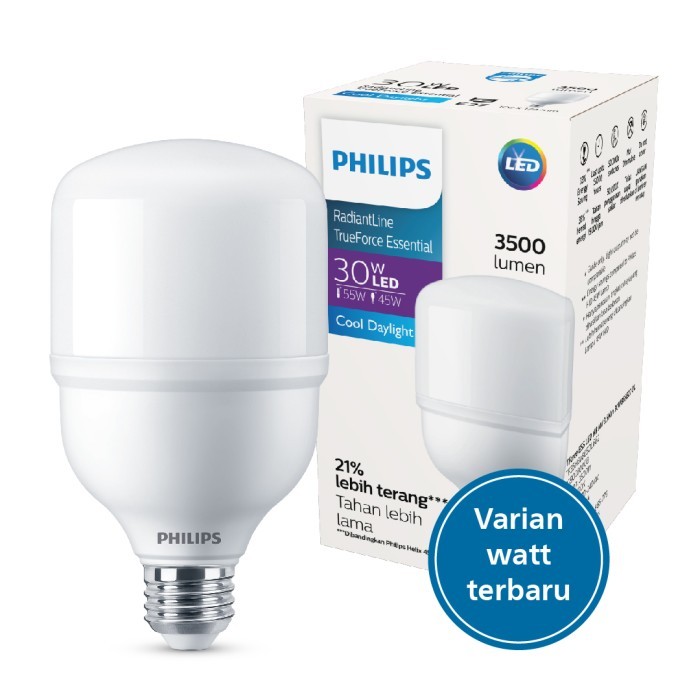 Beli 3 Gratis 1 Lampu Philips Bohlam Radiantline TrueForce Essential 30W Putih