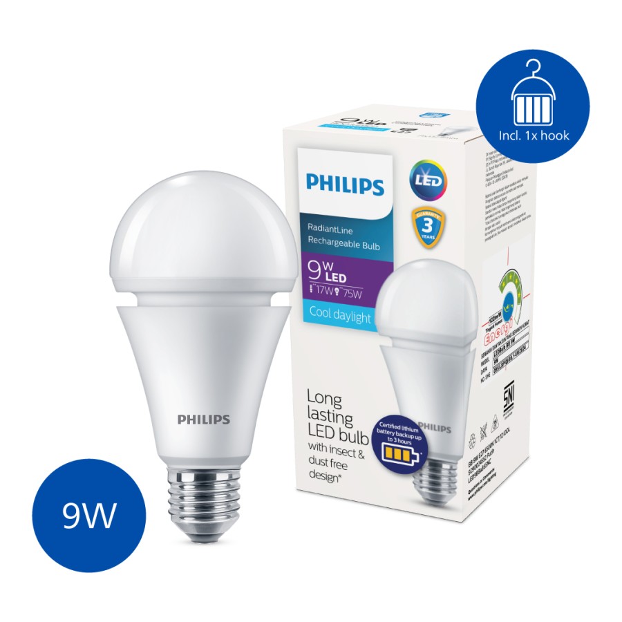 Lampu Emergency Philips RadiantLine Bohlam LED 9W 6500K Putih