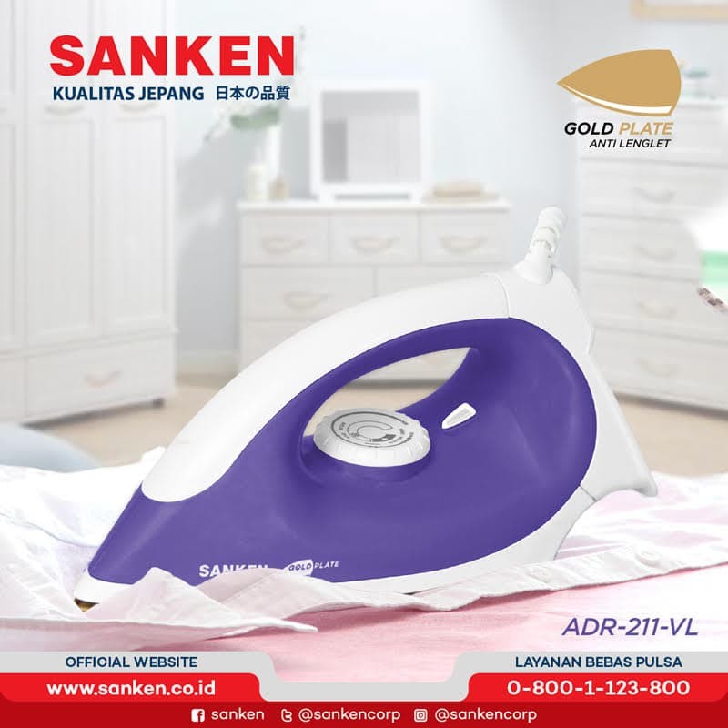Sanken ADR-210 / ADR-211 Setrika Listrik Gold Plated Warna Random