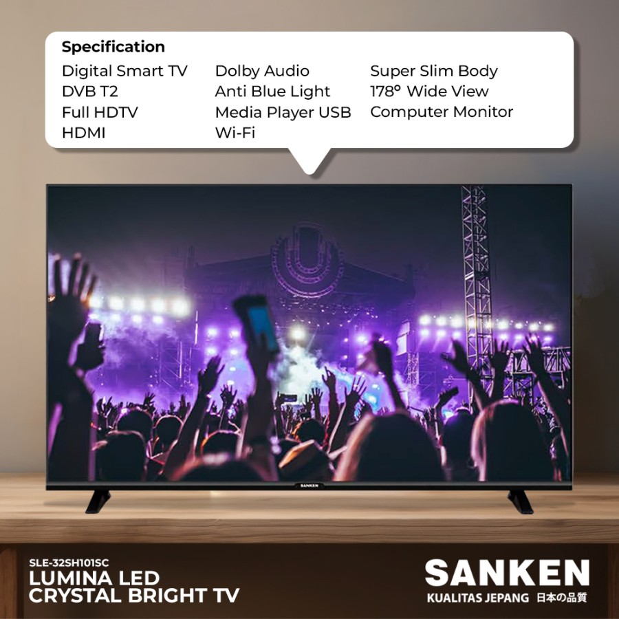 Sanken 32 Inch Smart LED TV FHD SLE-32SH101SC Digital TV Dolby Audio