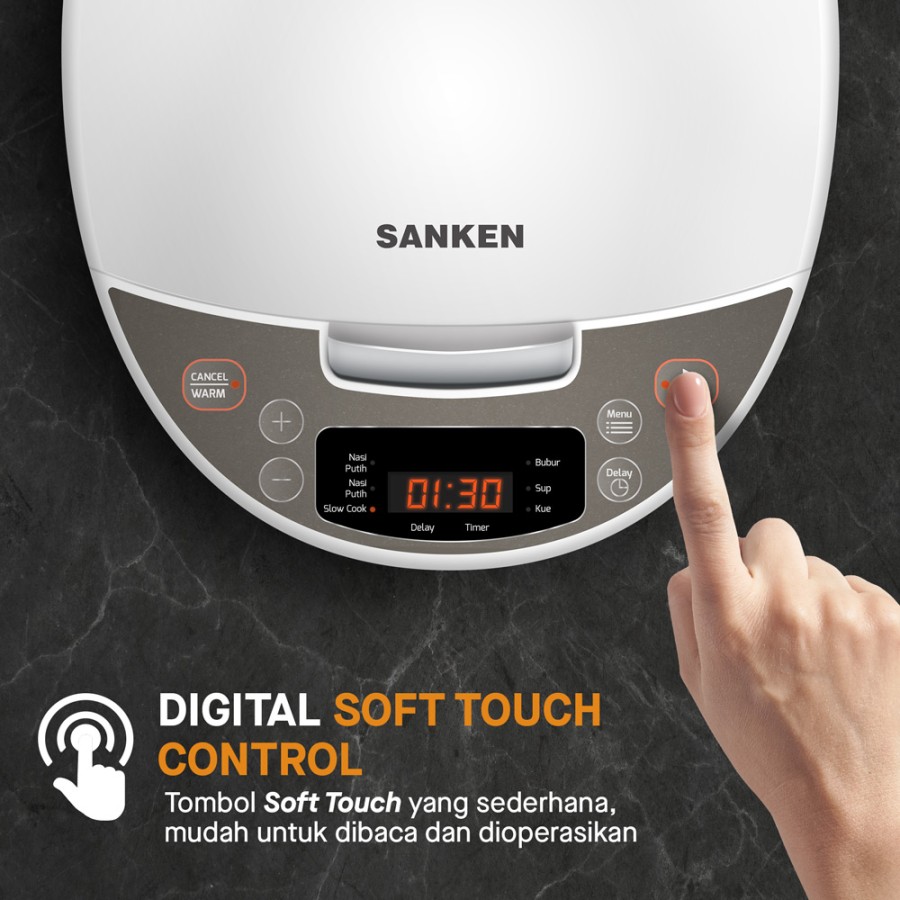 Sanken Digital Rice Cooker 1.8 Liter SJ-D5000 Magic Com Putih