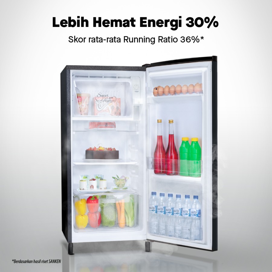 Sanken Kulkas Satu Pintu SK-V165A-BB Hitam