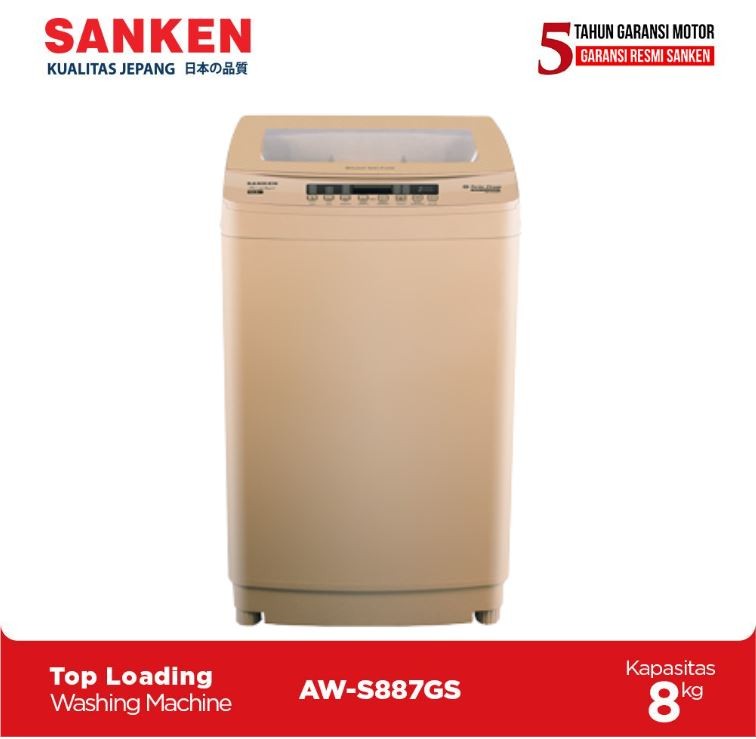 Sanken Mesin Cuci Top Loading 8 Kg AW-S887GS Gold