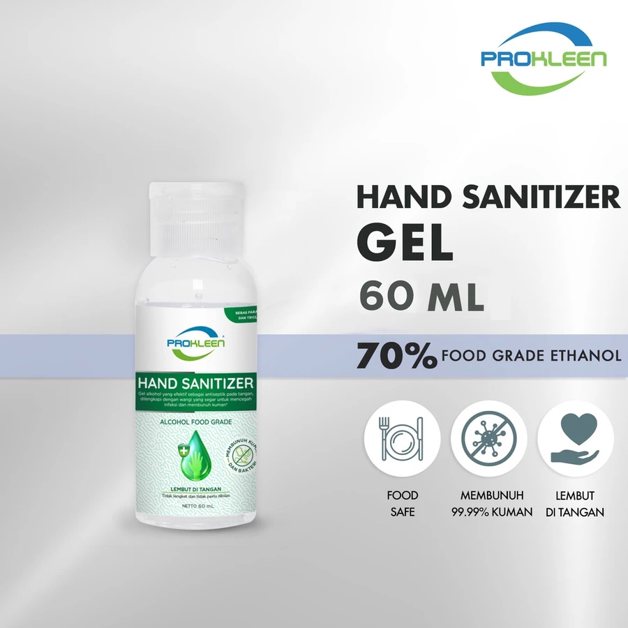 PROKLEEN Hand Sanitizer 70% Antiseptic Gel Antiseptik Food Grade 60mL