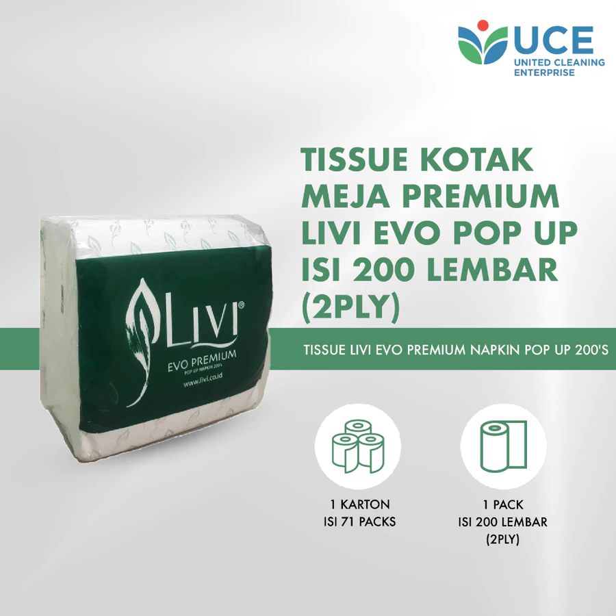 LIVI Tissue Kotak Meja Pop Up isi 200 lembar (2ply)