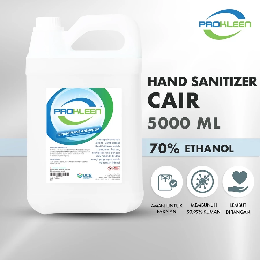 PROKLEEN Hand Sanitizer Cair 70% Food Grade Antiseptic Aseptic 5L