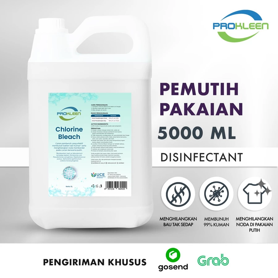 Pemutih Pakaian Penghilang Noda Disinfectant 5L Khusus Gosend/Grab