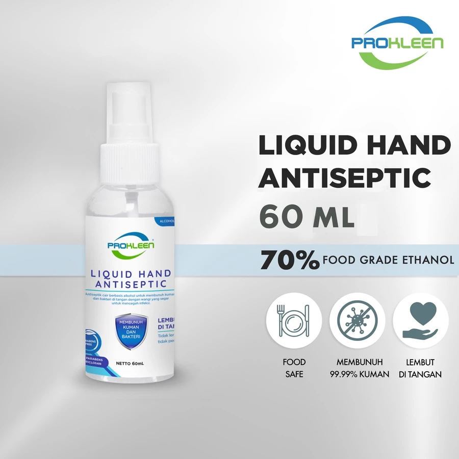 PROKLEEN Hand Sanitizer Cair 70% Antiseptic Food Grade Aseptic 60mL