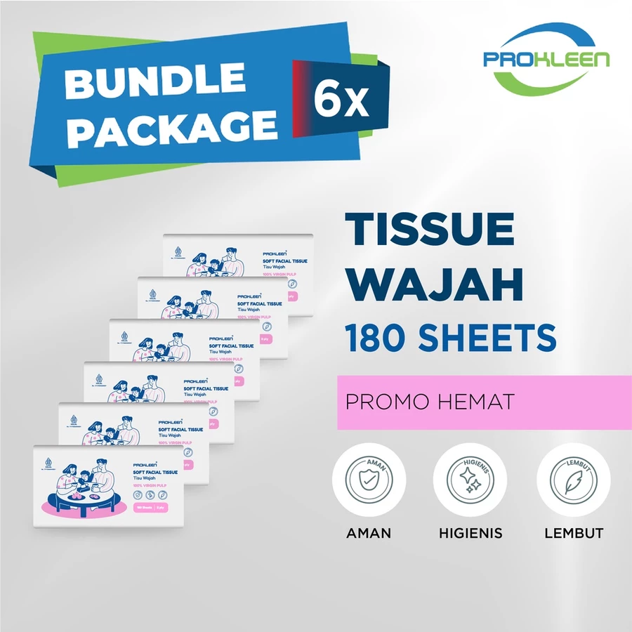 [BUNDLE] SOFT Facial Tissue PROKLEEN Tisu Wajah Tebal Lembut 180s-6pcs