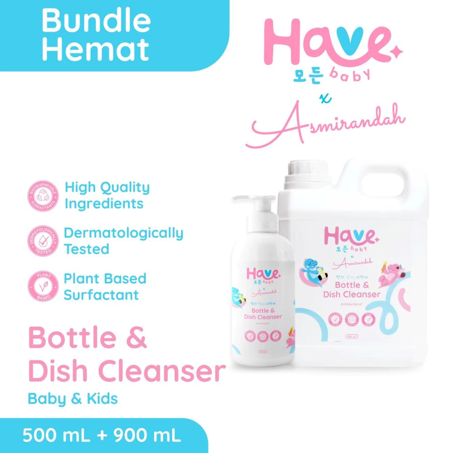 [BUNDLE] HAVE Baby Bottle & Dish Cleanser Pembersih Botol BAYI & ANAK 900mL + 500mL