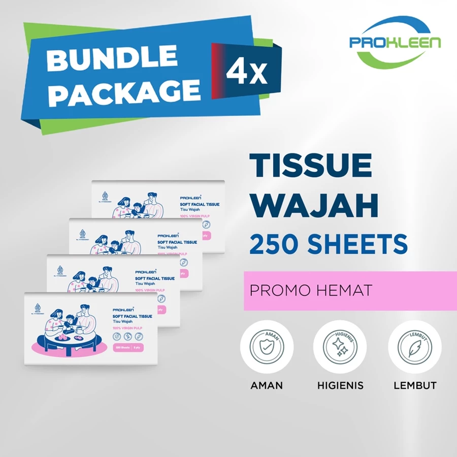 [BUNDLE] SOFT Facial Tissue PROKLEEN Tisu Wajah Tebal Lembut 250s-4pcs