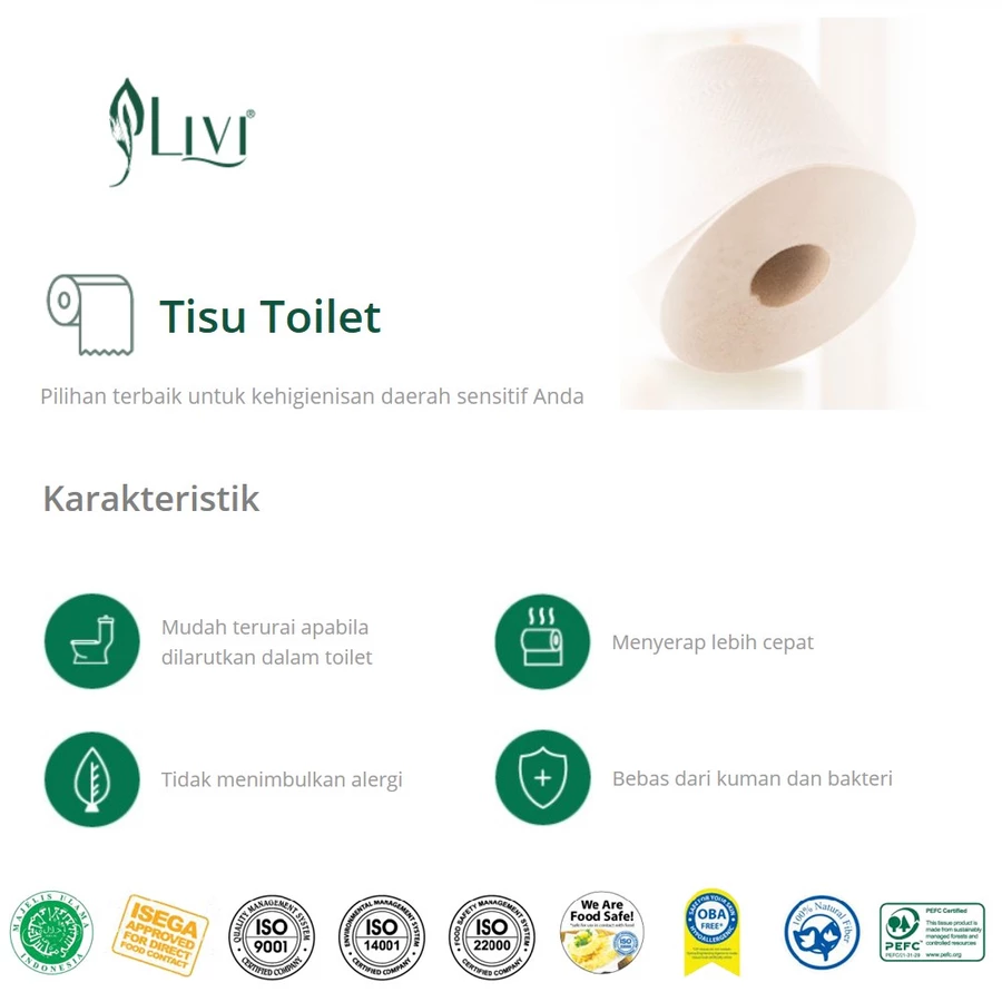 LIVI Tissue Gulung Toilet Eco Smart Due isi 205 lembar (2ply)