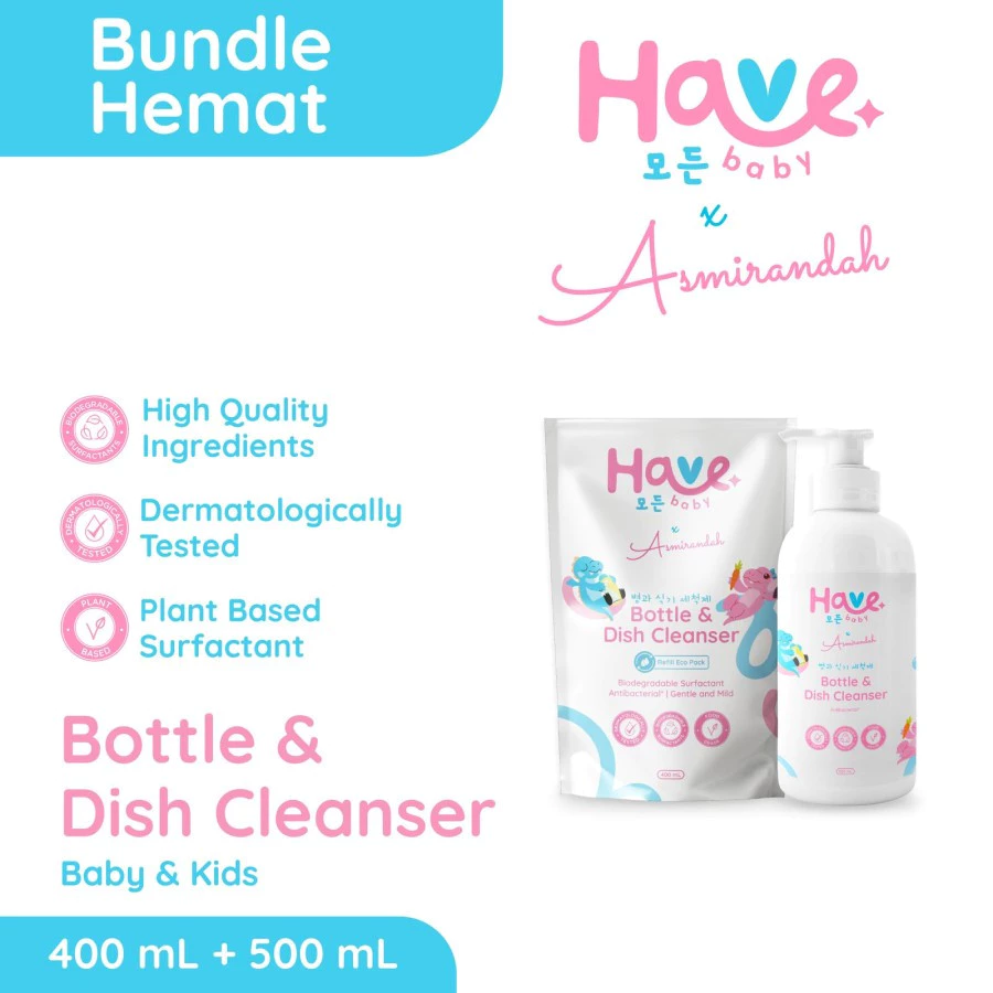 [BUNDLE] HAVE Baby Bottle & Dish Cleanser Pembersih Botol BAYI & ANAK 500mL + 400mL