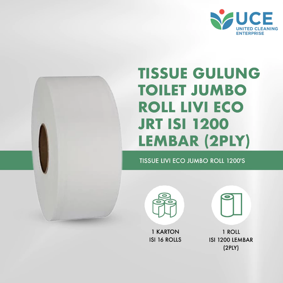 LIVI Tissue Gulung Toilet Jumbo Roll Eco JRT isi 1200 lembar (2ply)