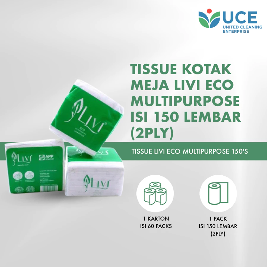LIVI Tissue Kotak Meja Eco Multipurpose isi 150 lembar (2ply)