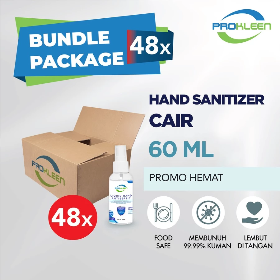 PROKLEEN [BUNDLE] Hand Sanitizer Cair 70% Food Grade 60mL - 48pcs