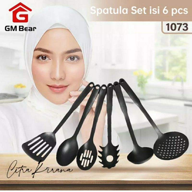 GM Bear Spatula Set isi 6psc 1073 - Utensil Spatula Sutil Set