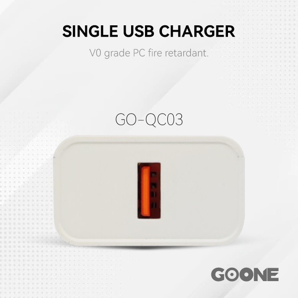 GOONE Kepala Charger Fast Charging Single Port USB Quick 3.0 Charger - 20W Dual Port