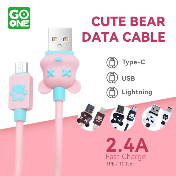 GOONE Cute Bear Kabel Data Beruang Lucu Cable Type C USB 2.4 A