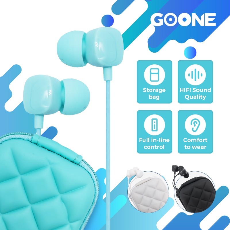 GOONE Earphone Dengan Pouch Type-C Kabel 120 cm Stereo Sound Hifi