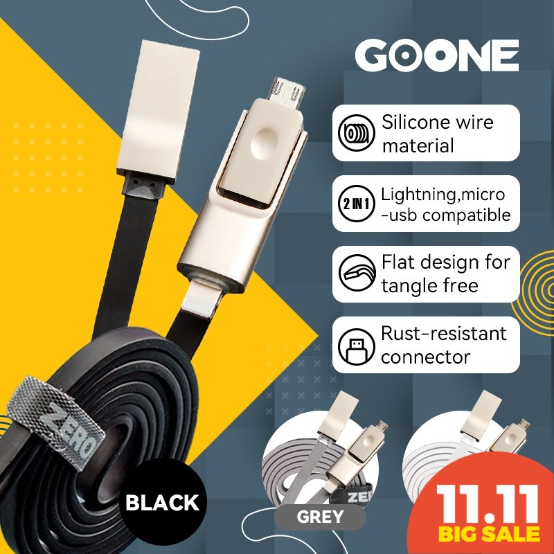 GOONE Kabel Data Charger 2 in 1 Lightning Dan Micro USB Fast Charging